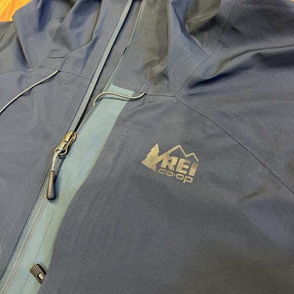 REI Gore-Tex Men’s Water Proof Jacket XL Hiking Outdoor Two Tone Blue Hooded - Picture 5 of 11